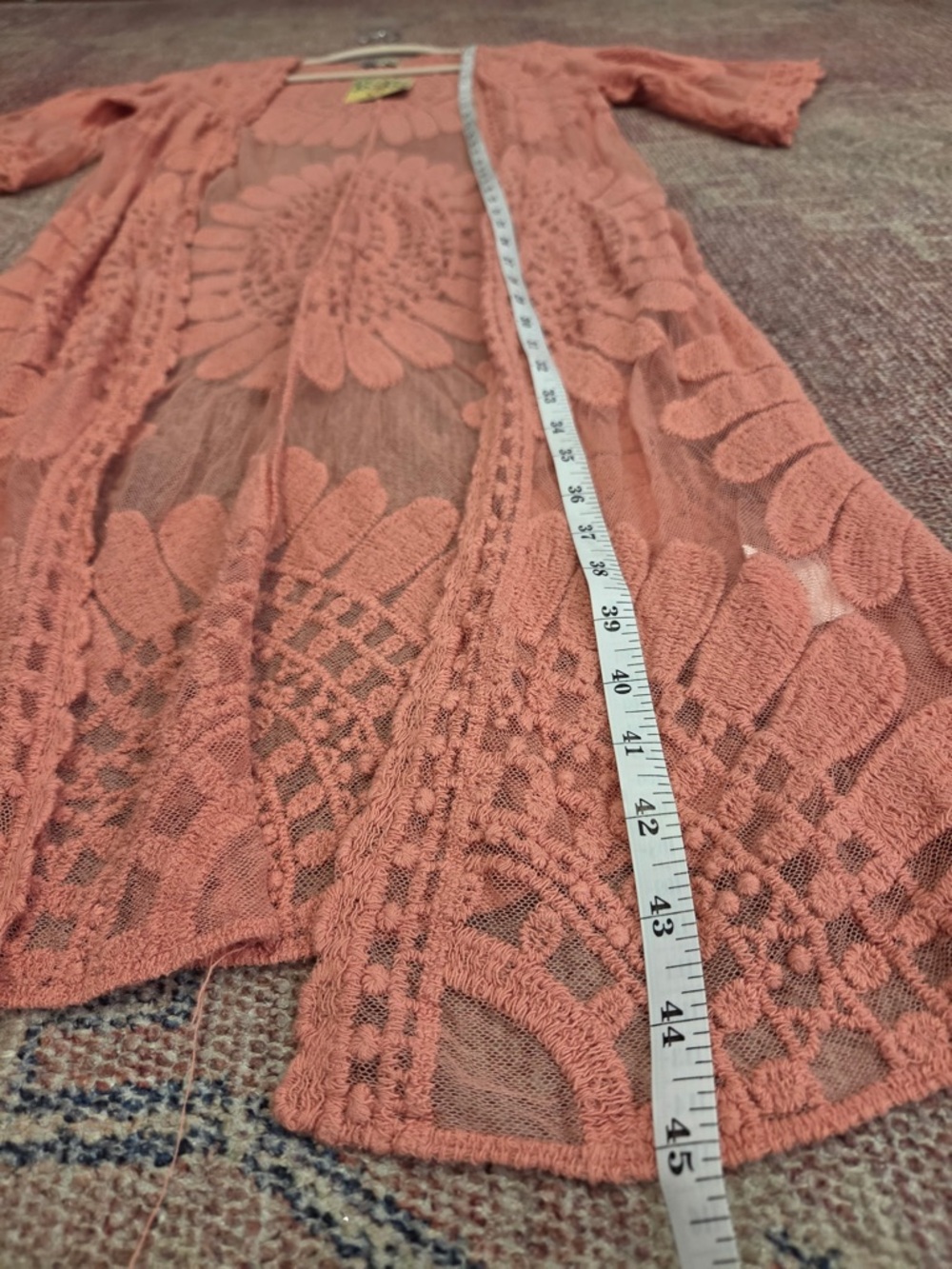 Rebellion again embroidered pink lace open swim suit cover up large Mrs Roper - Picture 2 of 8